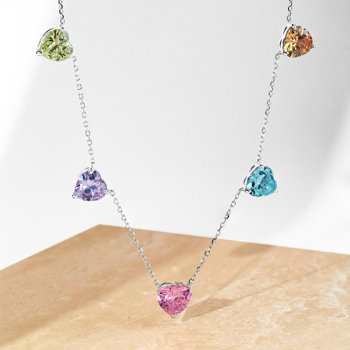 [HOT]Sparkling Colorful Heart Cut Necklace