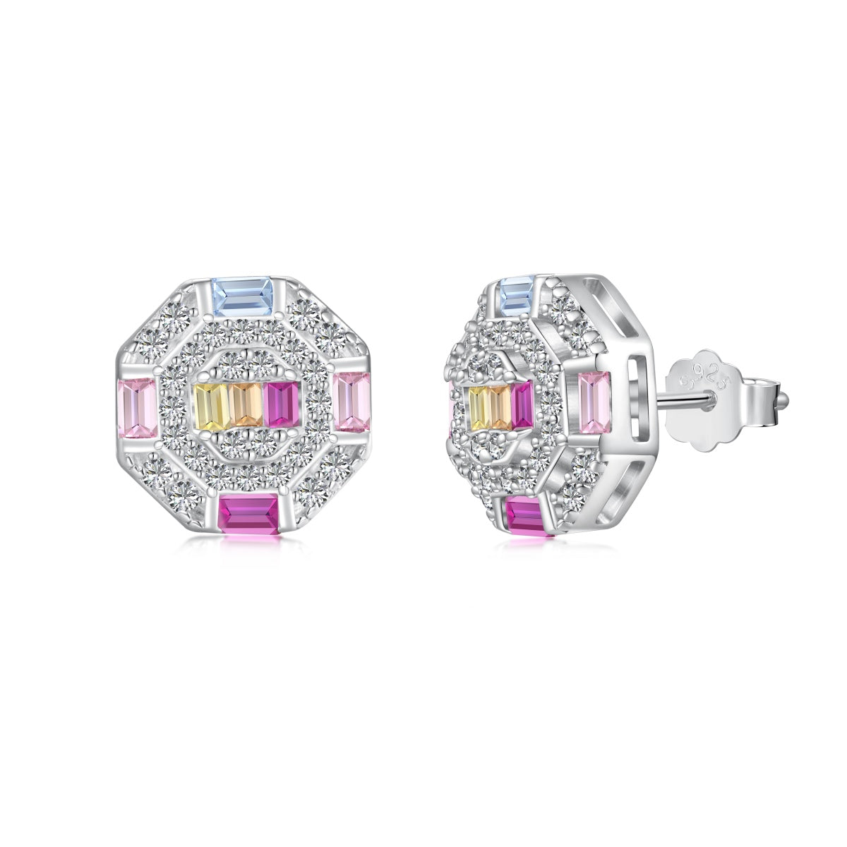 [HOT]Ornate Colorful Octagon Shape Daily Earrings