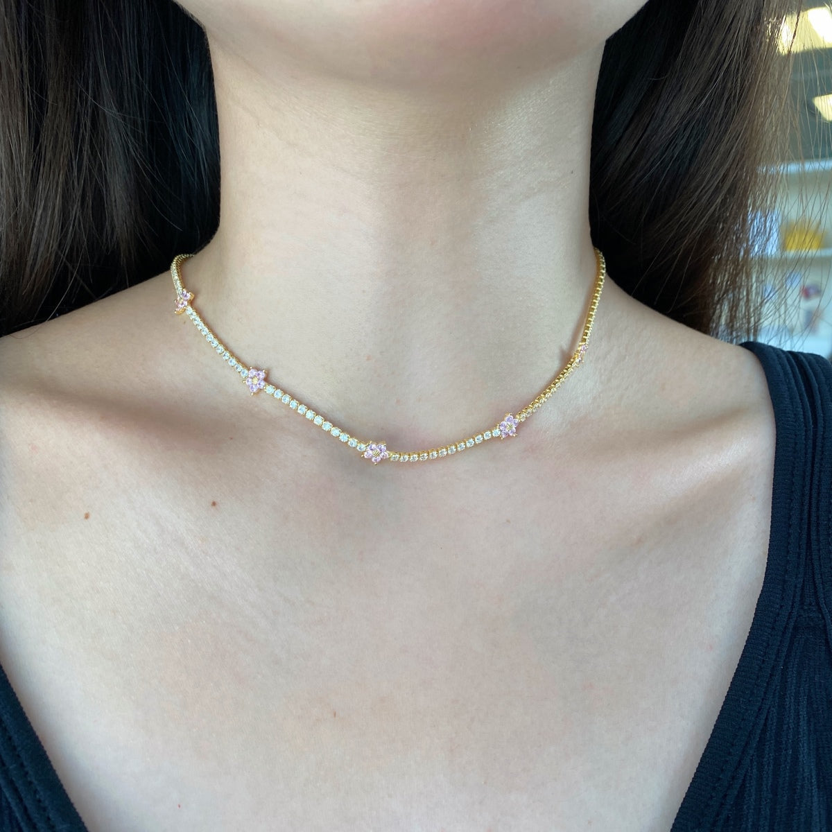 [HOT]Luxurious Colorful Flower Tennis Necklace