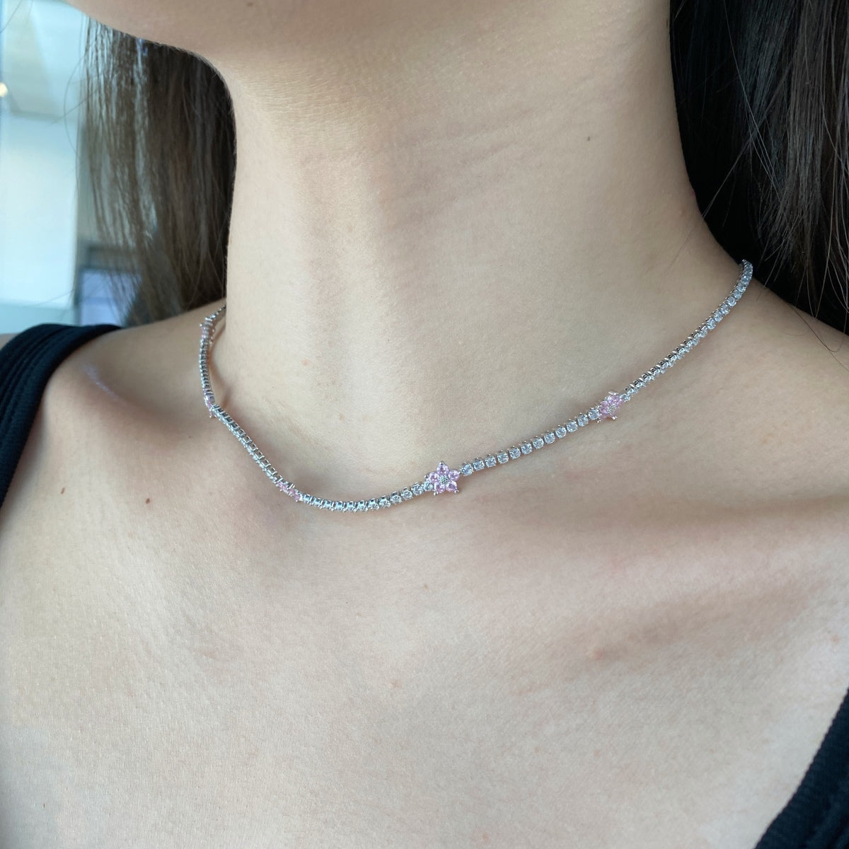 [HOT]Luxurious Colorful Flower Tennis Necklace