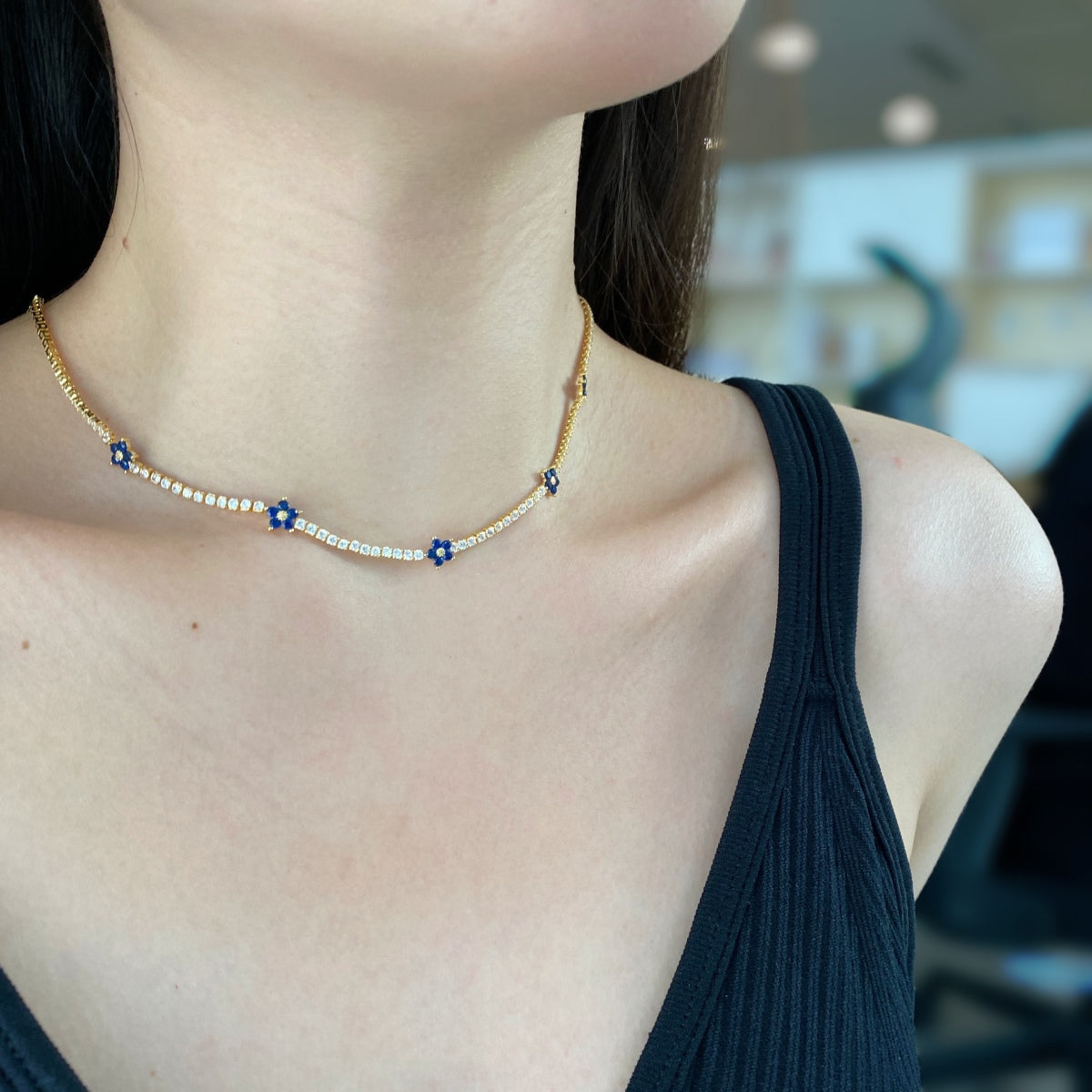 [HOT]Luxurious Colorful Flower Tennis Necklace