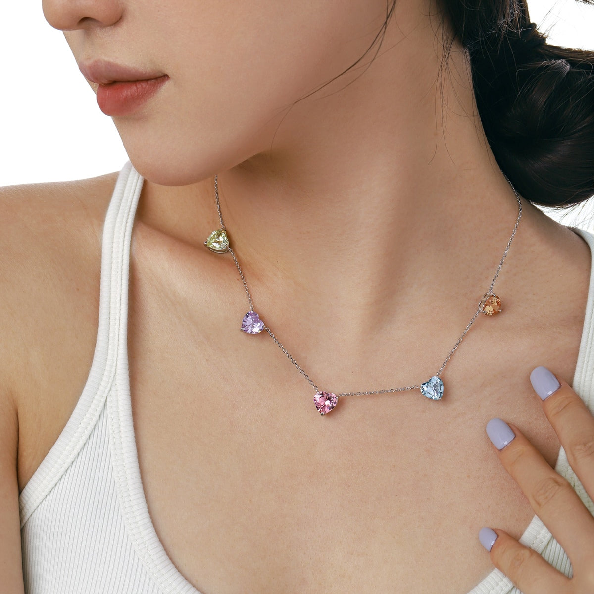 [HOT]Sparkling Colorful Heart Cut Necklace