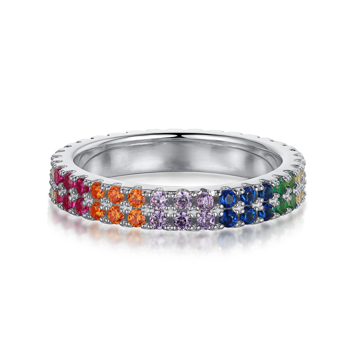 [HOT]Unique Colorful Round Cut Tennis Ring