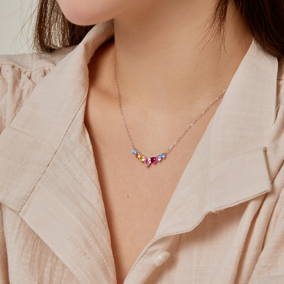 [HOT]Dainty Colorful Heart Necklace