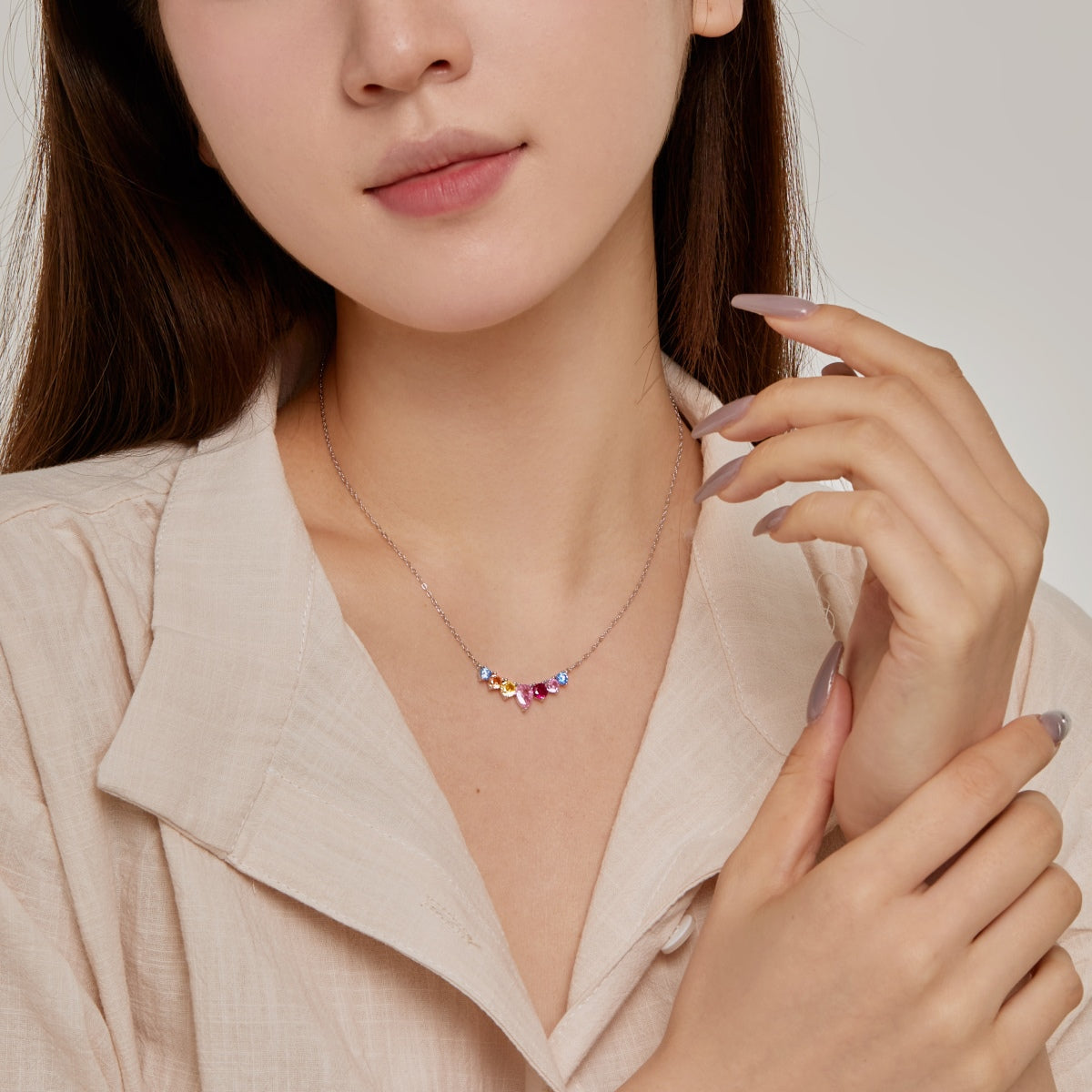 [HOT]Dainty Colorful Heart Necklace