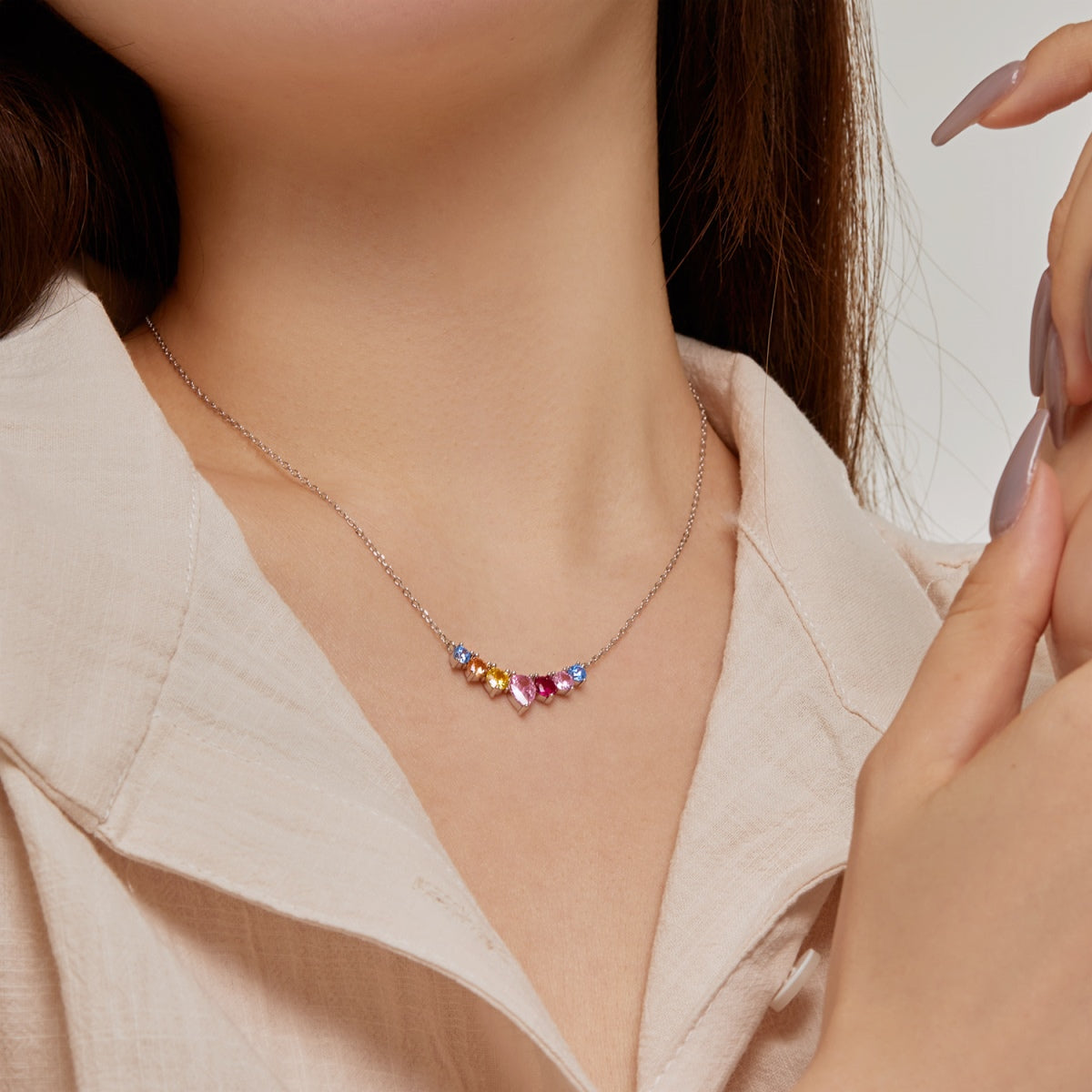 [HOT]Dainty Colorful Heart Necklace