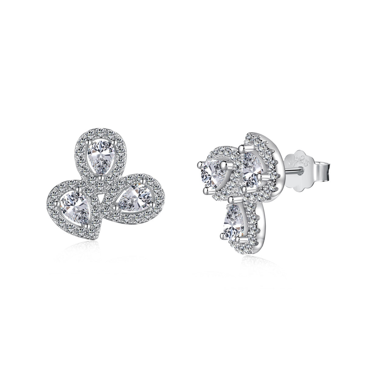 [HOT]Ornate Flower Shape Pear Cut Lover Earrings