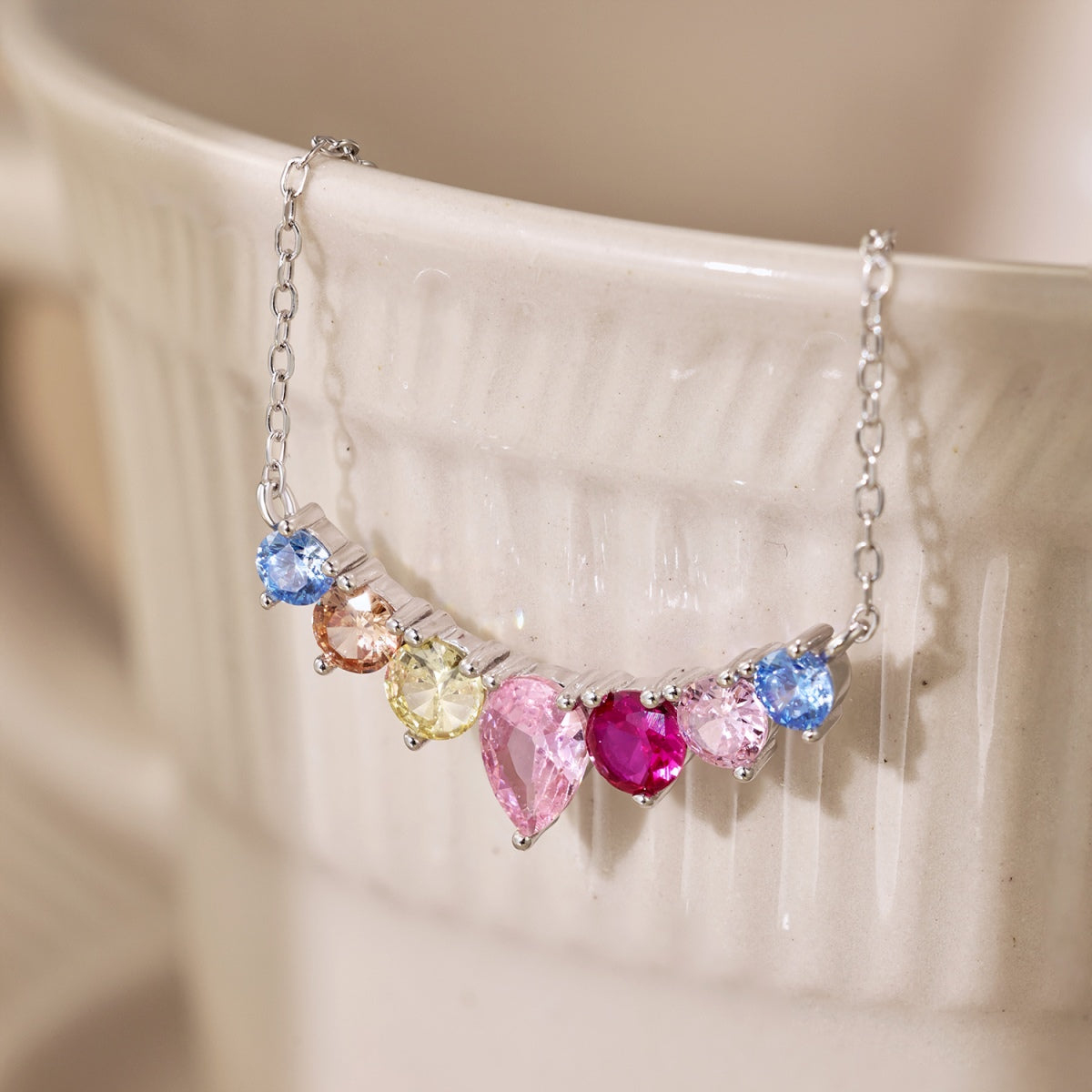 [HOT]Dainty Colorful Heart Necklace