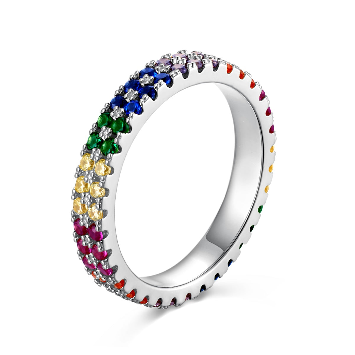 [HOT]Unique Colorful Round Cut Tennis Ring