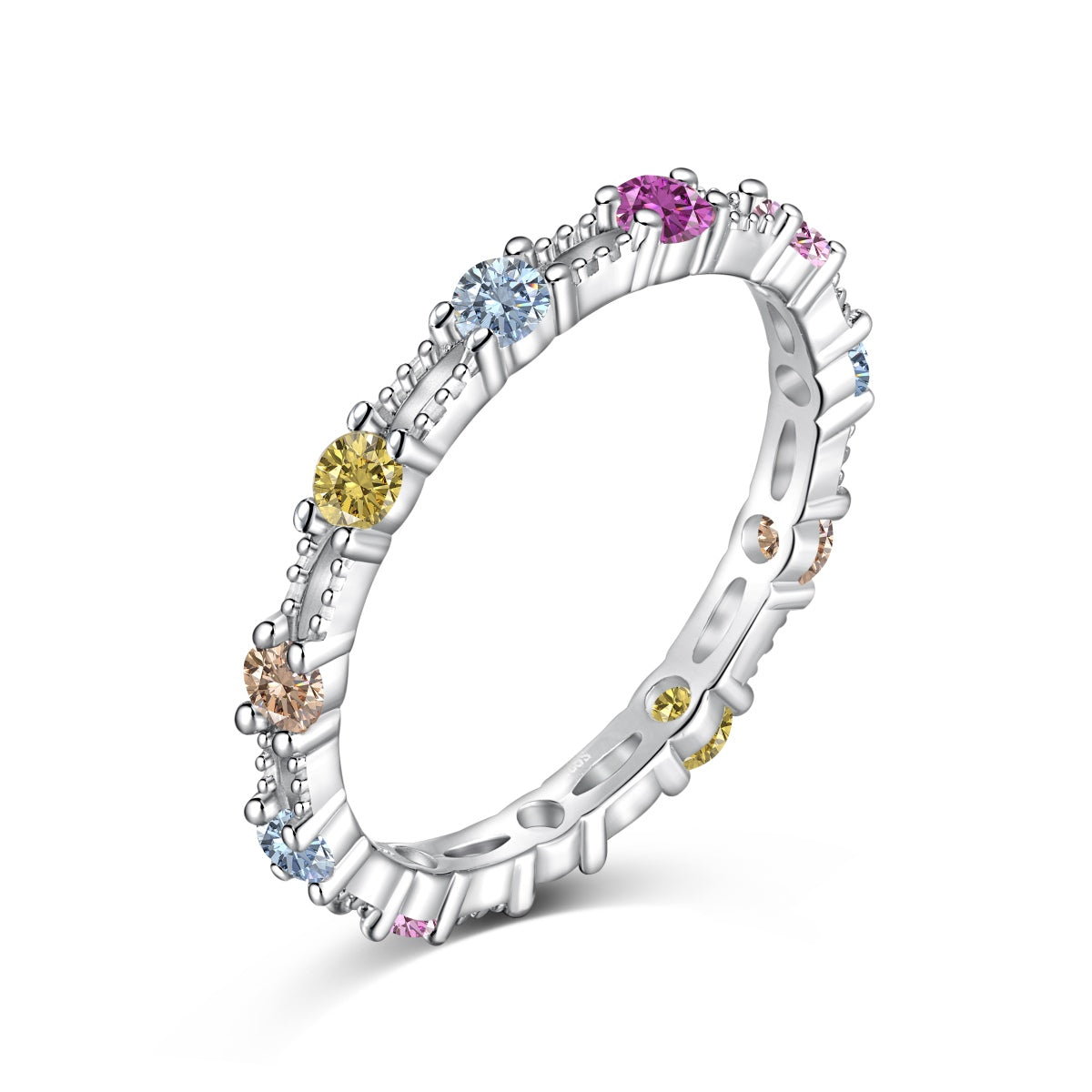 [HOT]Sparkling Colorful Round Cut Tennis Ring