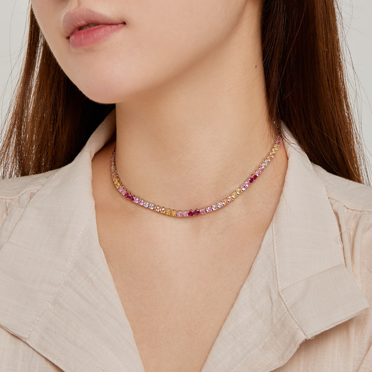 [HOT]Delicate Colorful Tennis Necklace