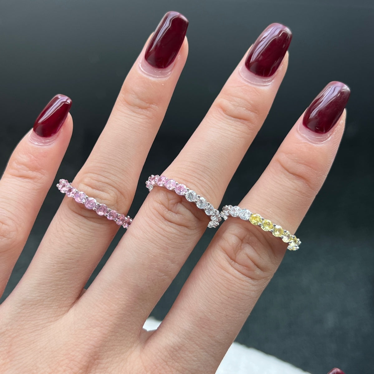 [HOT]Sparkling Round Cut Tennis Ring