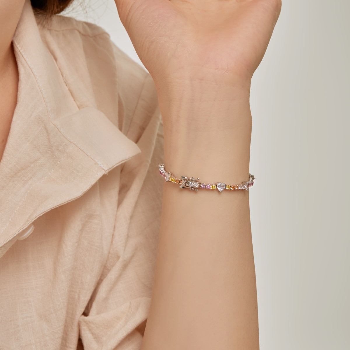 [HOT]Romantic Heart Shape Round Cut Lover Bracelet