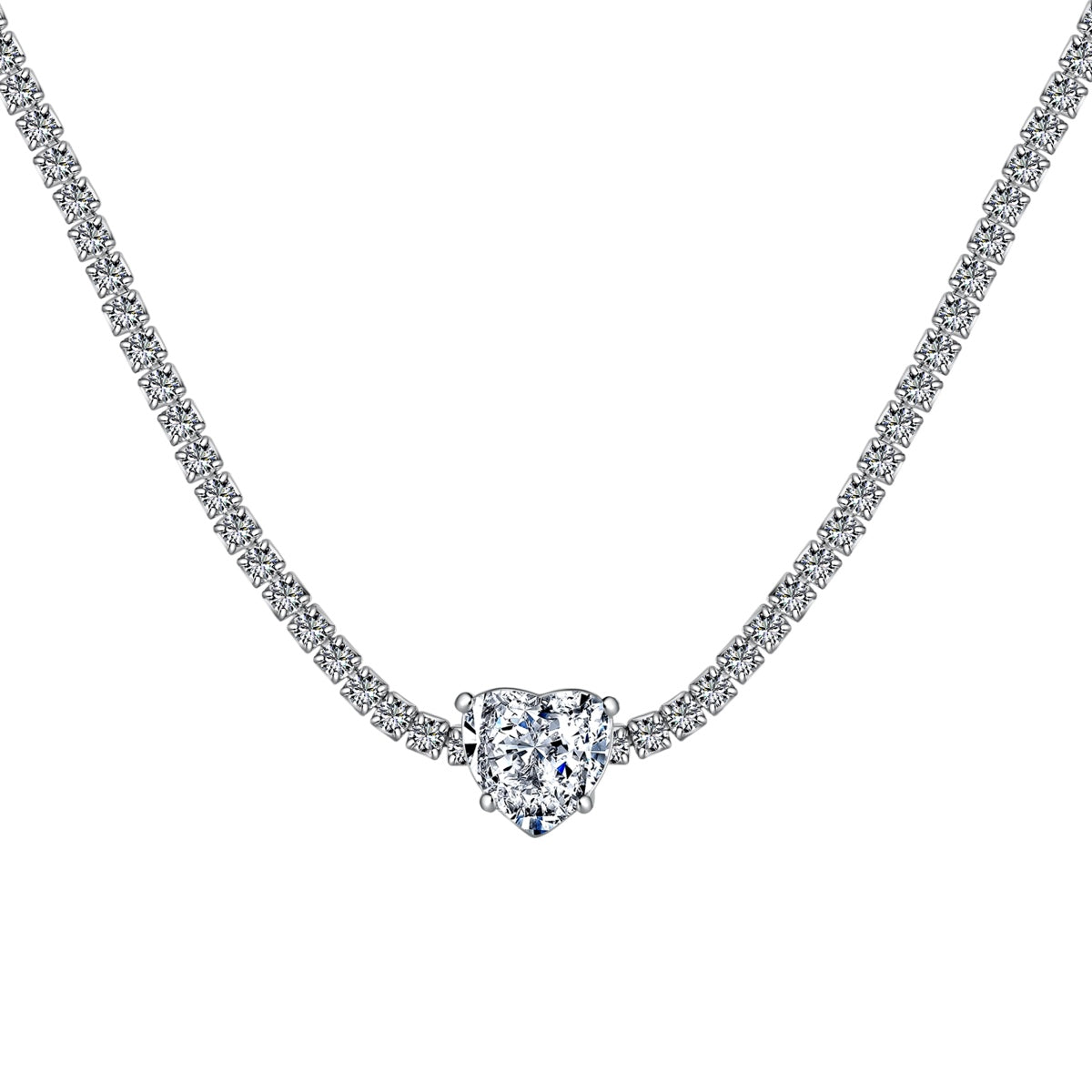 [HOT]2.0 Carat Sparkling Tennis Heart Cut Necklace