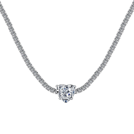 [HOT]2.0 Carat Sparkling Tennis Heart Cut Necklace