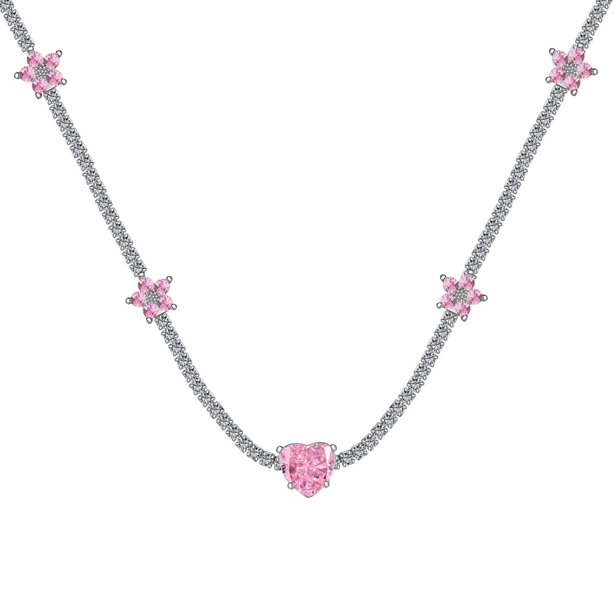 [HOT]Dazzling Pink Heart Flower Necklace