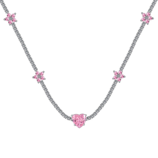 [HOT]Dazzling Pink Heart Flower Necklace