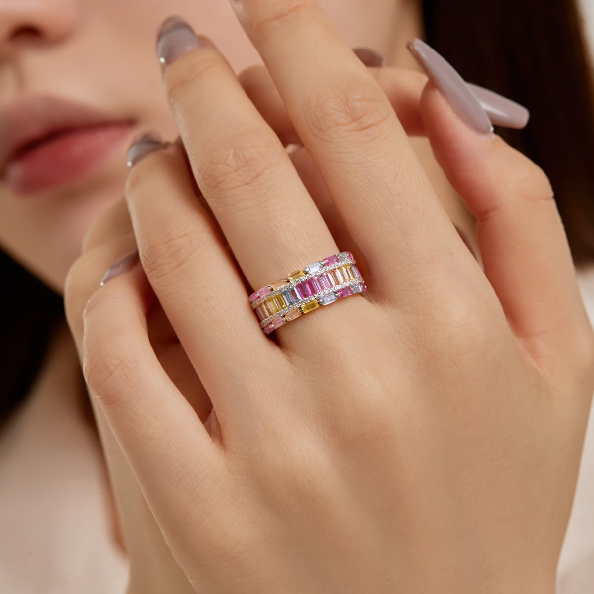 [HOT]Dazzling Colorful Radiant Cut Party Ring