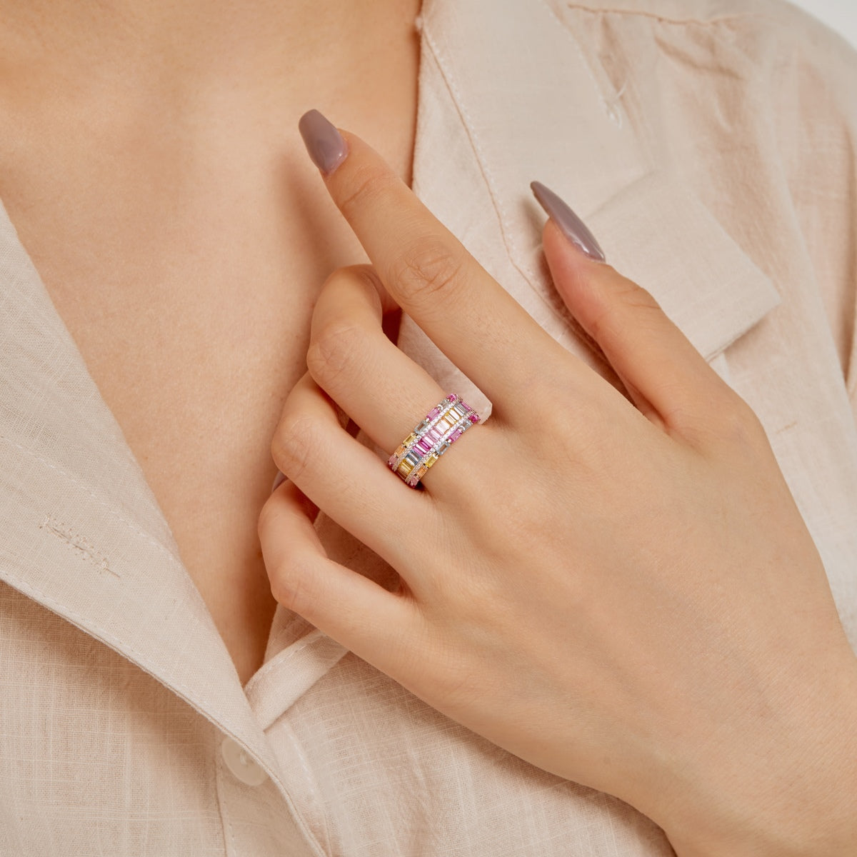 [HOT]Dazzling Colorful Radiant Cut Party Ring