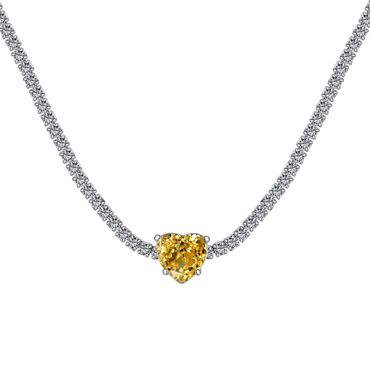 [HOT]2.0 Carat Sparkling Tennis Heart Cut Necklace