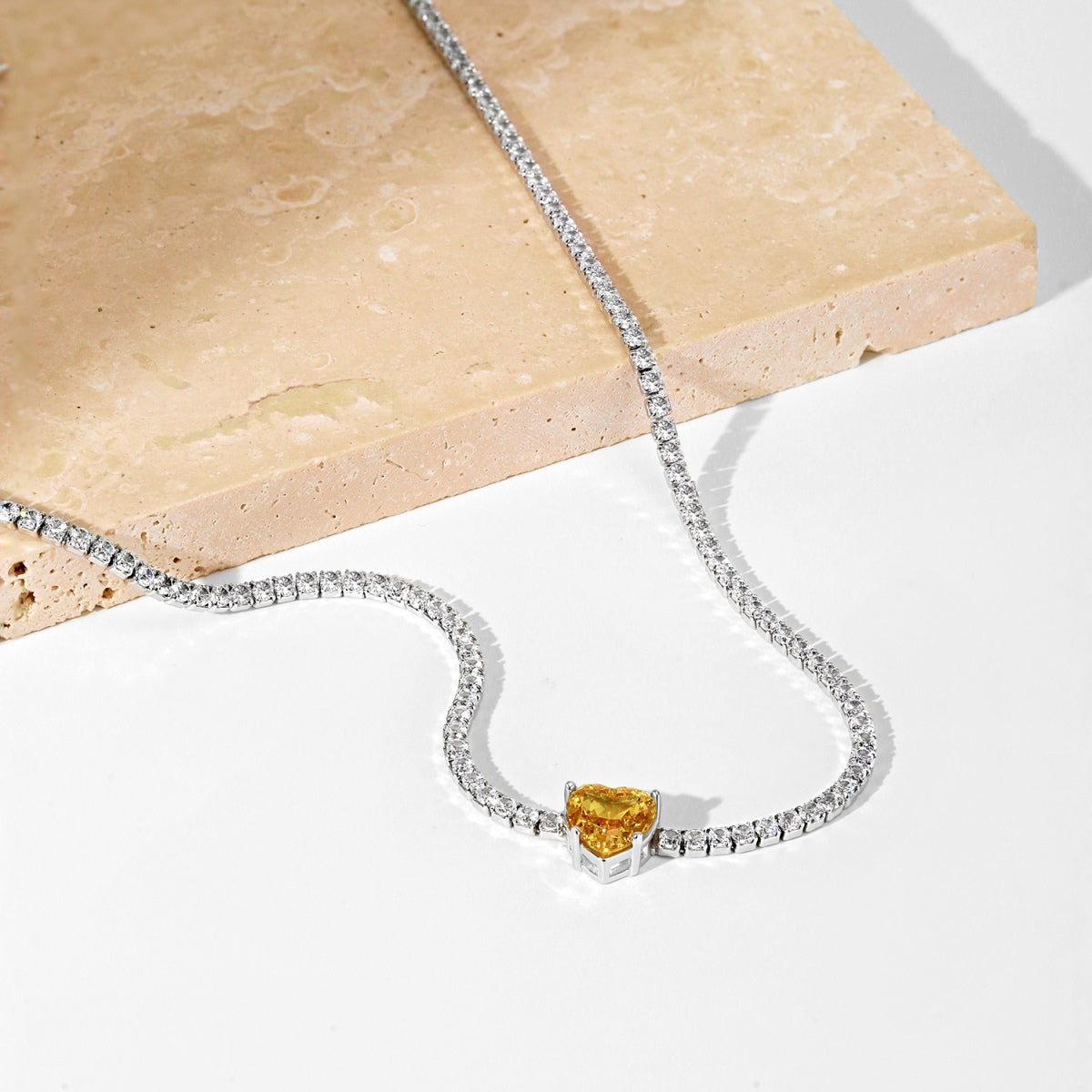 [HOT]2.0 Carat Sparkling Tennis Heart Cut Necklace