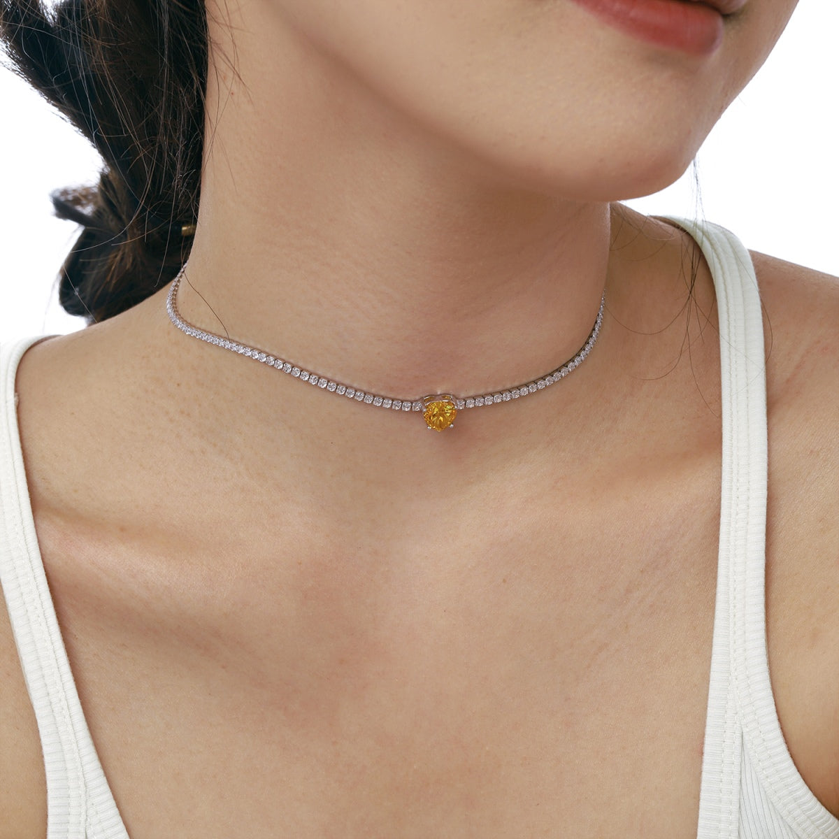 [HOT]2.0 Carat Sparkling Tennis Heart Cut Necklace