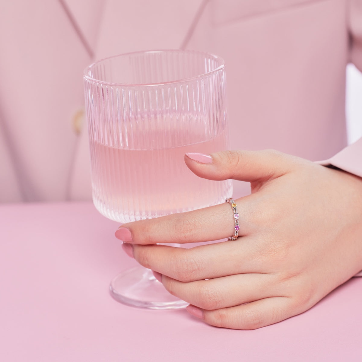 [HOT]Sparkling Colorful Round Cut Tennis Ring