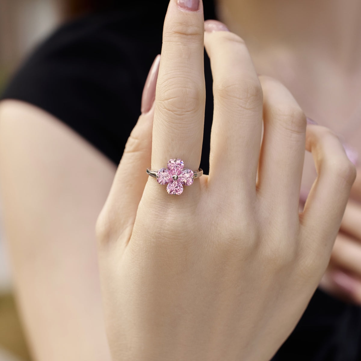 [HOT]Heart-shaped Four-Leaf Clover Ball Ring