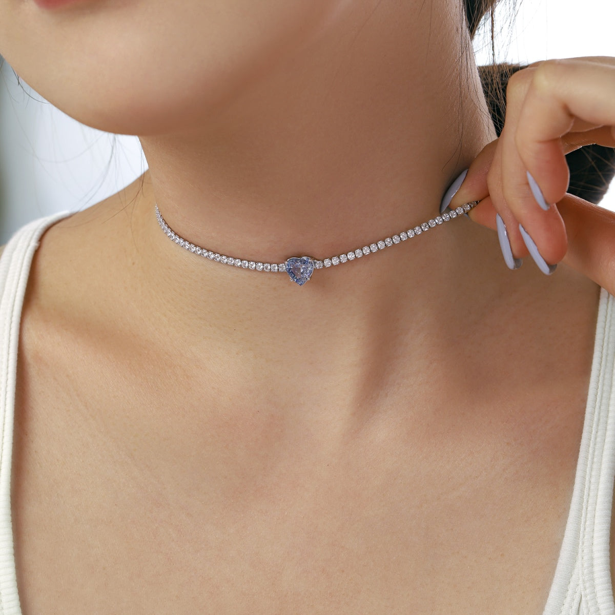 [HOT]2.0 Carat Sparkling Tennis Heart Cut Necklace