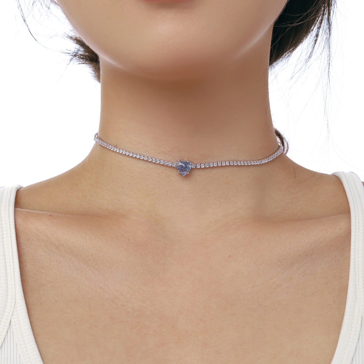 [HOT]2.0 Carat Sparkling Tennis Heart Cut Necklace