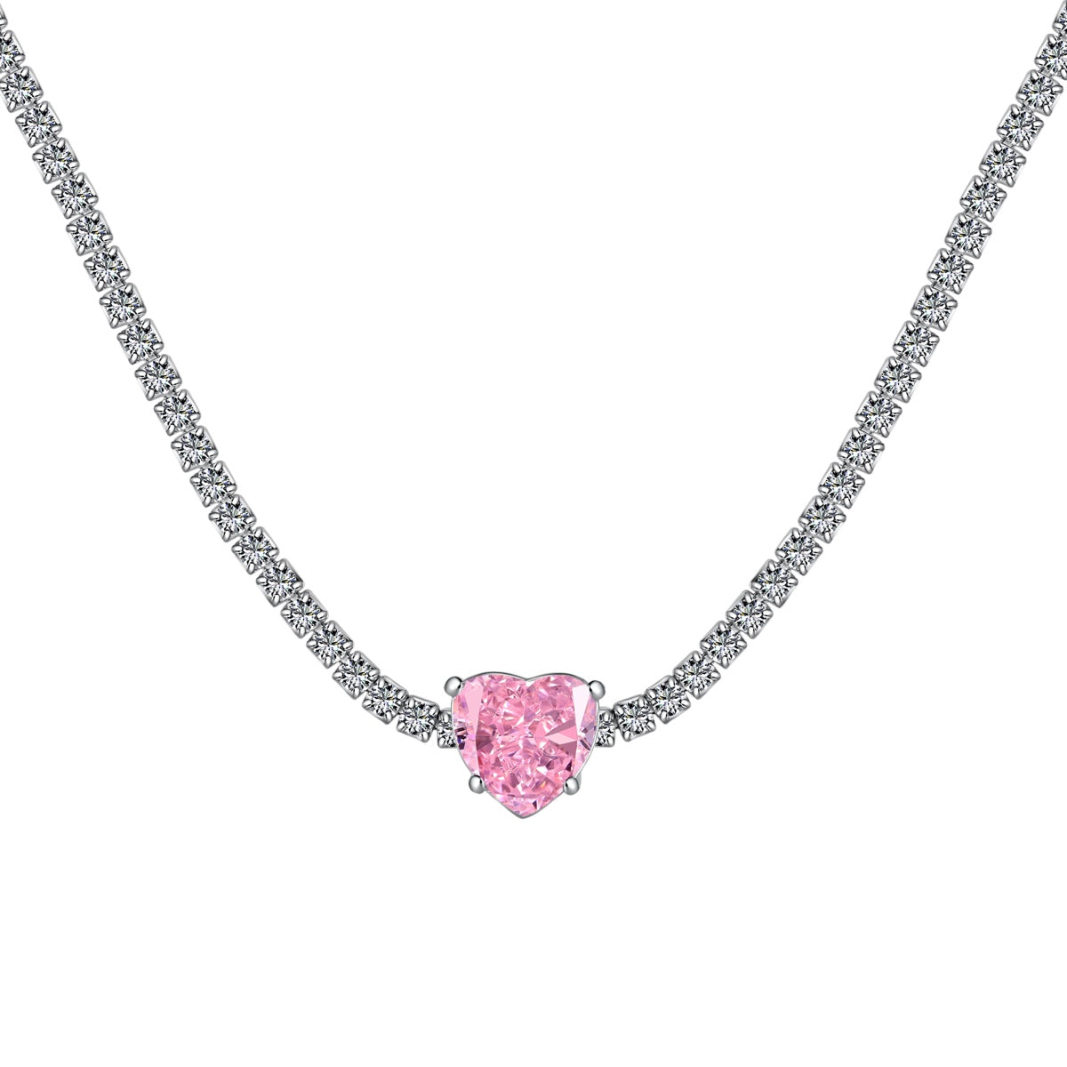 [HOT]2.0 Carat Sparkling Tennis Heart Cut Necklace