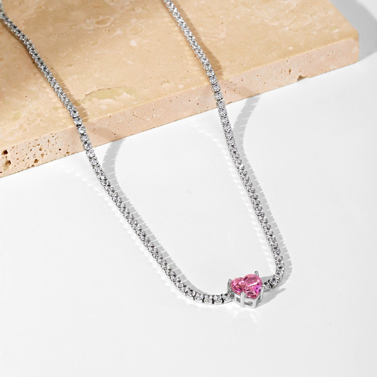 [HOT]2.0 Carat Sparkling Tennis Heart Cut Necklace