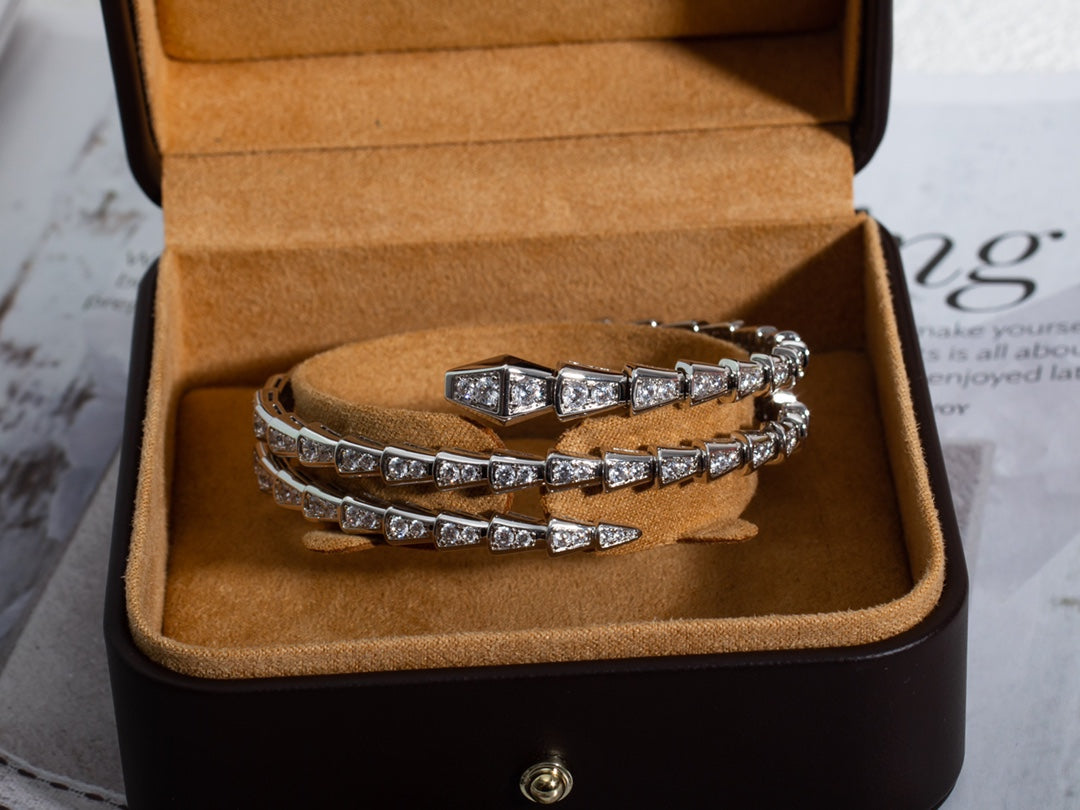 DIANA SERPENTI BRACELET SILVER DIAMOND DOUBLE ROW