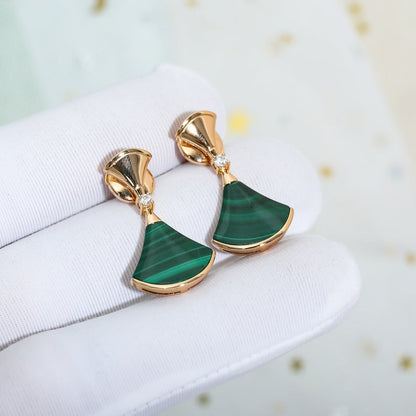 DIANA DREAM MALACHITE PINK GOLD EARRINGS