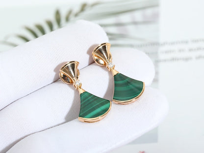 DIANA DREAM MALACHITE PINK GOLD EARRINGS