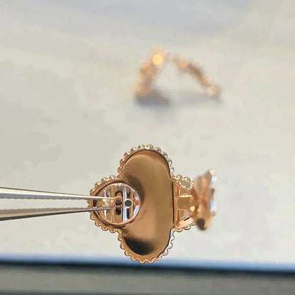 DIANA CLOVER MEDIUM 1 MOTIFS GRAY MOP  DIAMOND EARRINGS