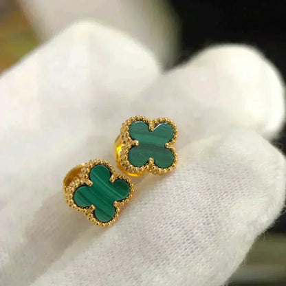 DIANA CLOVER MINI 9.5MM MALACHITE  EARRINGS