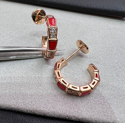 DIANA SERPENTI CARNELIAN PINK GOLD EARRINGS