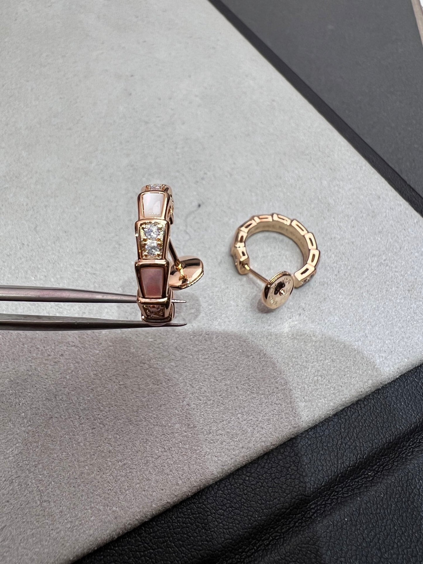 DIANA SERPENTI MOP PINK GOLD EARRINGS