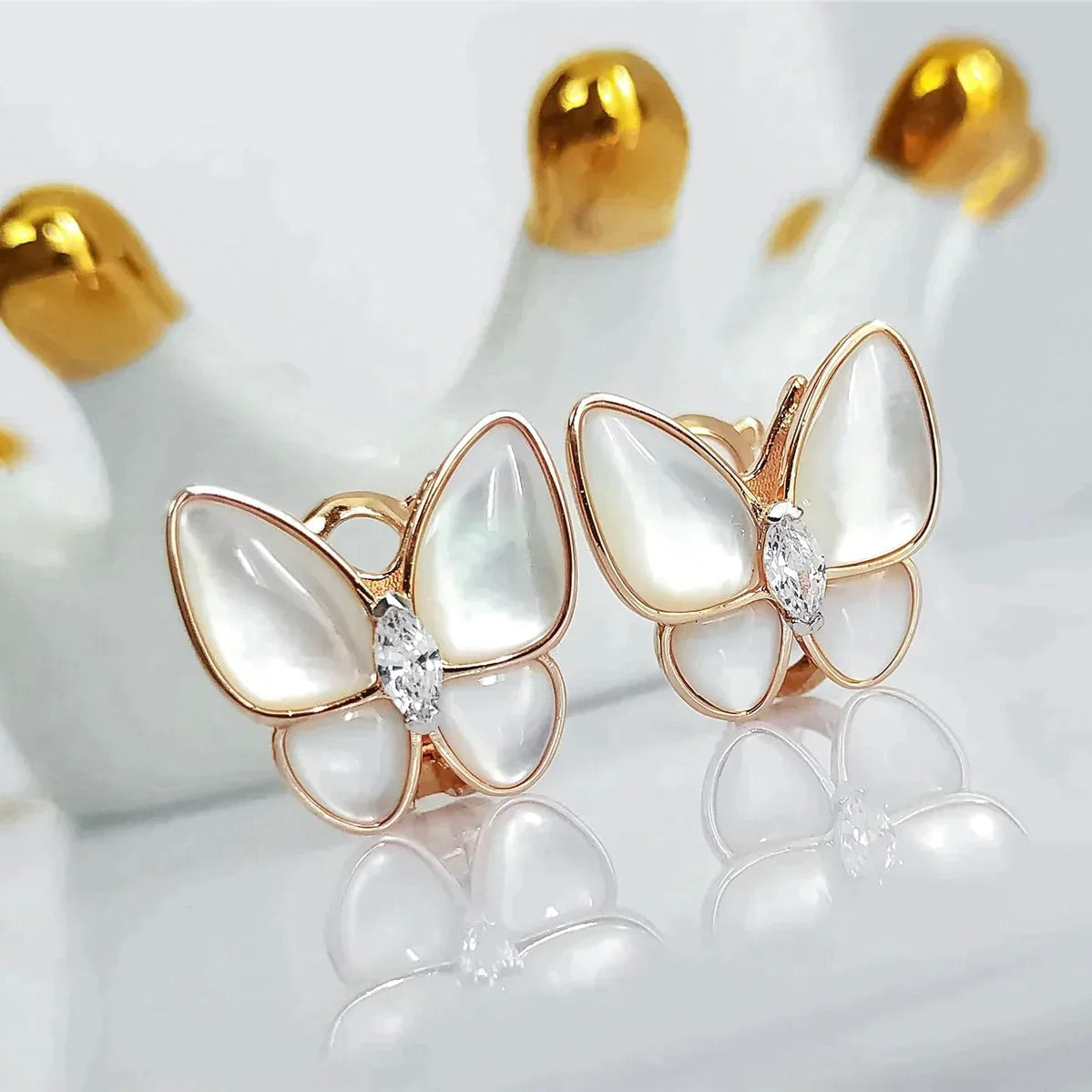 DIANA BUTTERFLY MOP DIAMOND EARRINGS