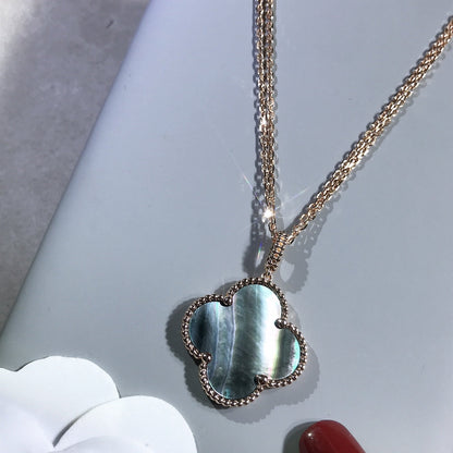 DIANA CLOVER 25MM GOLD DARK MOP BIG CLOVER NECKLACE