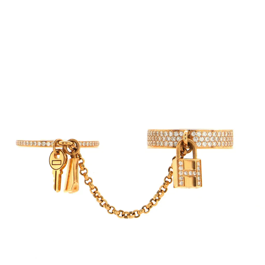 DIANA HM KELLY CLOCHETTE DOUBLE RING IN ROSE GOLD WITH DIAMONDS