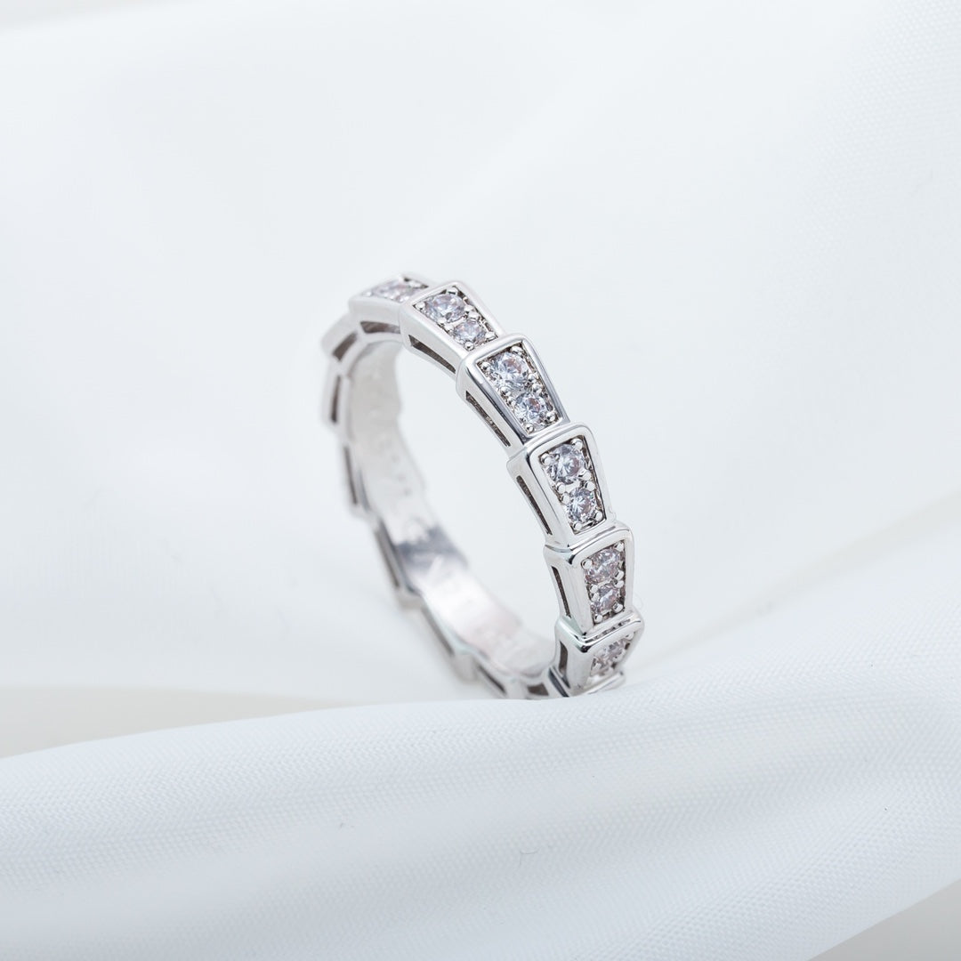 DIANA SERPENTI RING SILVER DIAMOND PAVED 3MM