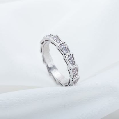 DIANA SERPENTI RING SILVER DIAMOND PAVED 3MM
