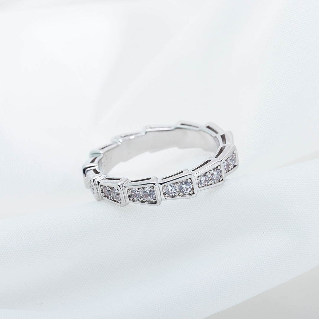 DIANA SERPENTI RING SILVER DIAMOND PAVED 3MM