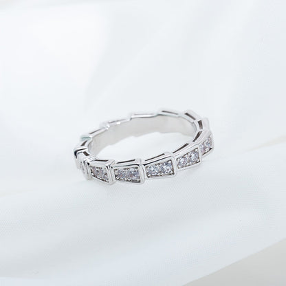 DIANA SERPENTI RING SILVER DIAMOND PAVED 3MM