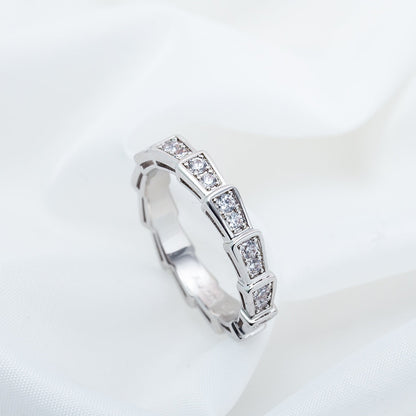 DIANA SERPENTI RING SILVER DIAMOND PAVED 3MM