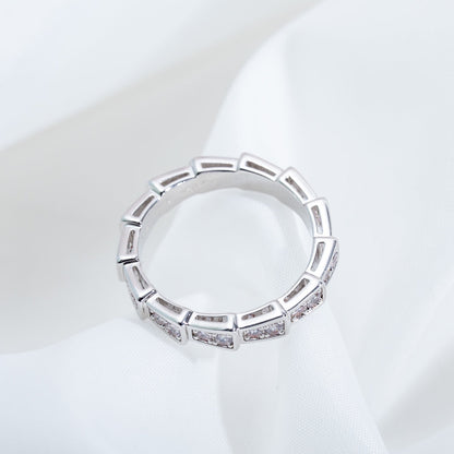 DIANA SERPENTI RING SILVER DIAMOND PAVED 3MM