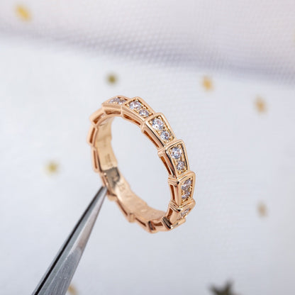 DIANA SERPENTI RING PINK GOLD DIAMOND PAVED 3MM