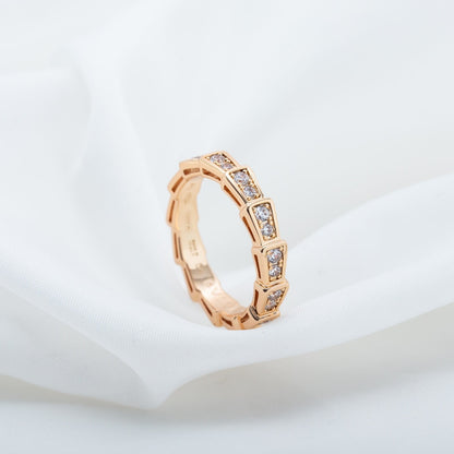 DIANA SERPENTI RING PINK GOLD DIAMOND PAVED 3MM